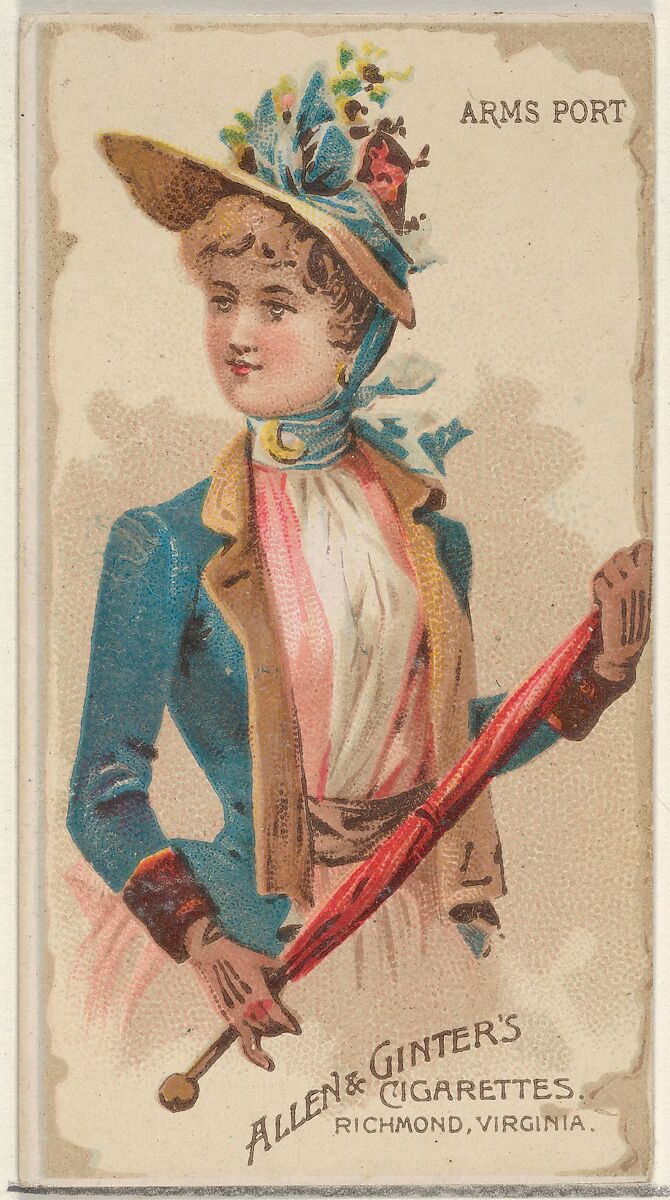 Arms Port, from the Parasol Drills series (N18) for Allen & Ginter Cigarettes Brands, Allen &amp; Ginter (American, Richmond, Virginia), Commercial color lithograph 