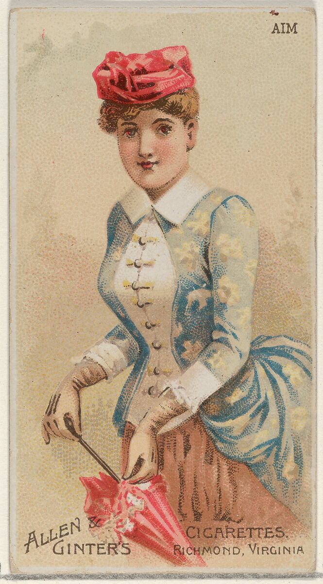 Aim, from the Parasol Drills series (N18) for Allen & Ginter Cigarettes Brands, Allen &amp; Ginter (American, Richmond, Virginia), Commercial color lithograph 