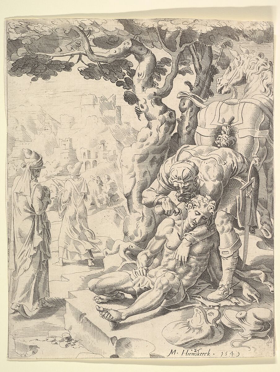 The Parable of the Good Samaritan, After Maarten van Heemskerck (Netherlandish, Heemskerck 1498–1574 Haarlem), Etching 
