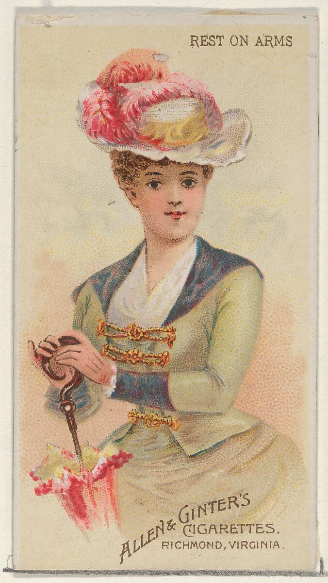 Rest on Arms, from the Parasol Drills series (N18) for Allen & Ginter Cigarettes Brands, Allen &amp; Ginter (American, Richmond, Virginia), Commercial color lithograph 