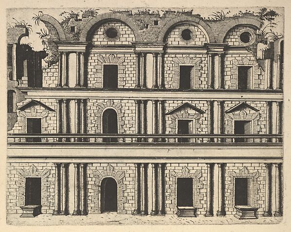 Ruin of a Palace Facade [Palatium M. Agrippa] from the series 'Ruinarum variarum fabricarum delineationes pictoribus caeterisque id genus artificibus multum utiles'