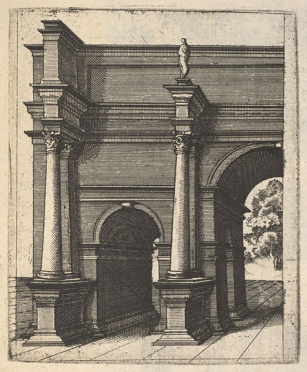 Half of an Arch [Arcus Lutii Septimi] from the series 'Ruinarum variarum fabricarum delineationes pictoribus caeterisque id genus artificibus multum utiles', Lambert Suavius (Netherlandish, ca. 1510–by 1576), Etching 