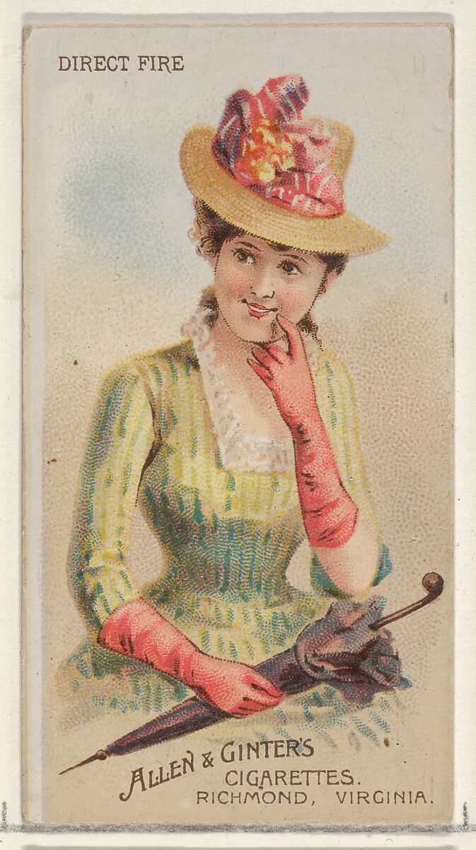 Direct Fire, from the Parasol Drills series (N18) for Allen & Ginter Cigarettes Brands, Allen &amp; Ginter (American, Richmond, Virginia), Commercial color lithograph 