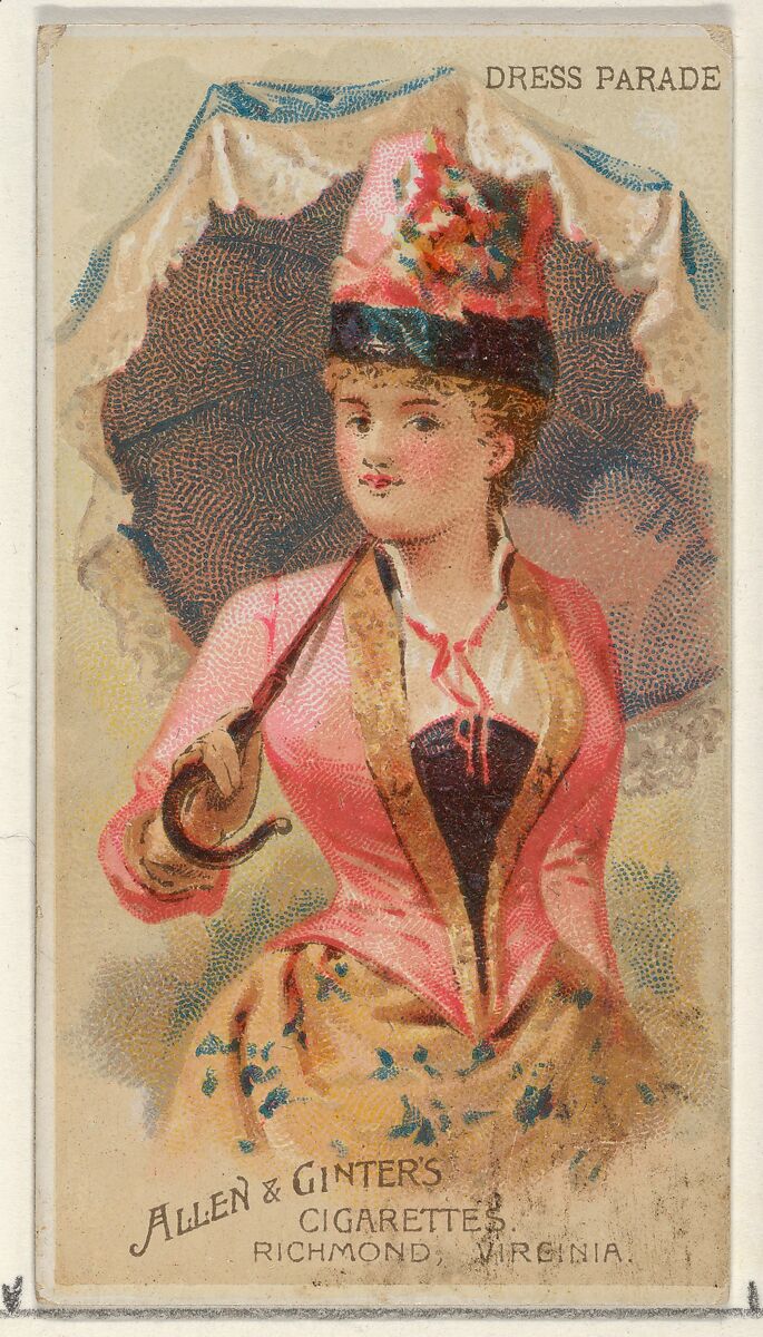 Dress Parade, from the Parasol Drills series (N18) for Allen & Ginter Cigarettes Brands, Allen &amp; Ginter (American, Richmond, Virginia), Commercial color lithograph 