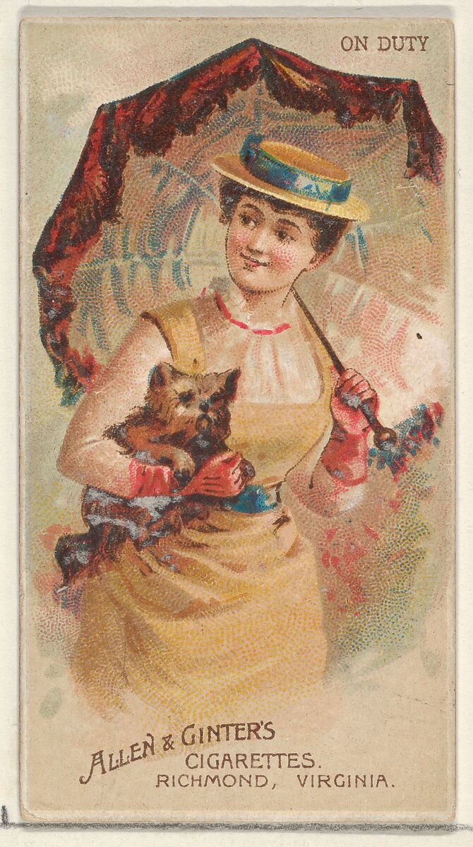 On Duty, from the Parasol Drills series (N18) for Allen & Ginter Cigarettes Brands, Allen &amp; Ginter (American, Richmond, Virginia), Commercial color lithograph 