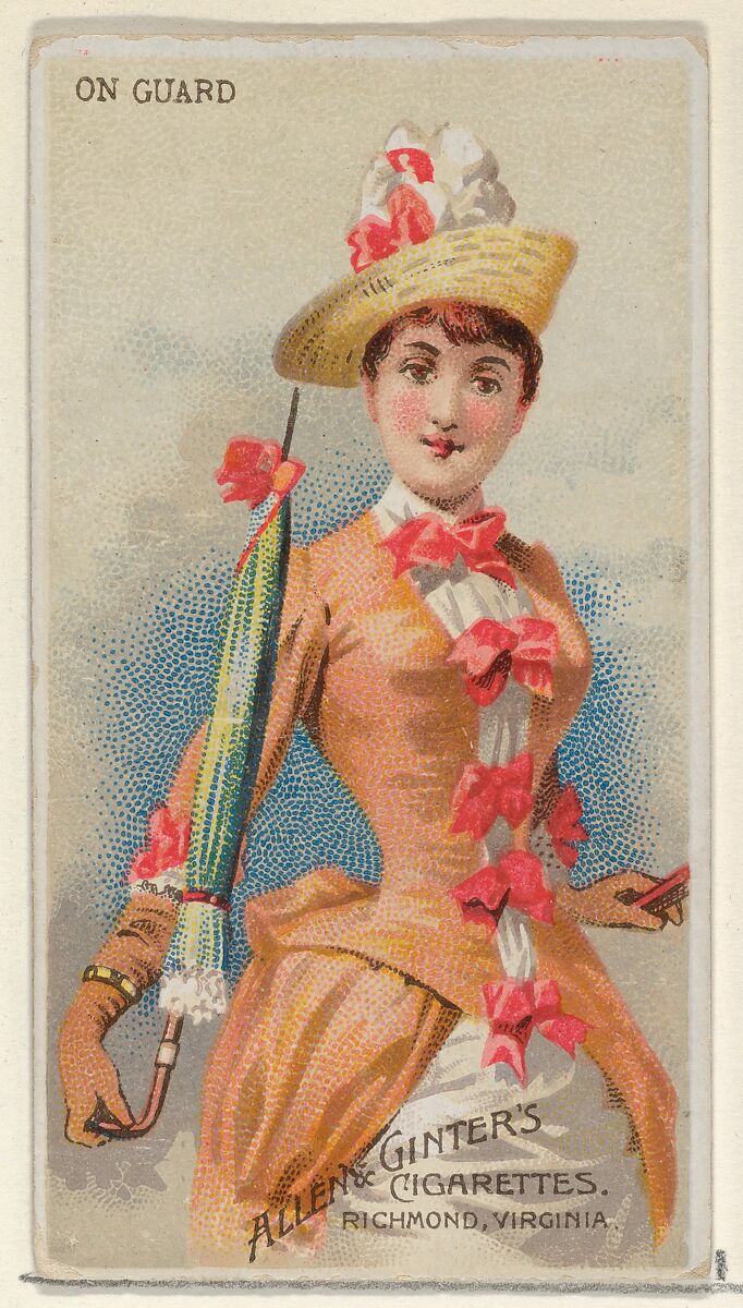 On Guard, from the Parasol Drills series (N18) for Allen & Ginter Cigarettes Brands, Allen &amp; Ginter (American, Richmond, Virginia), Commercial color lithograph 