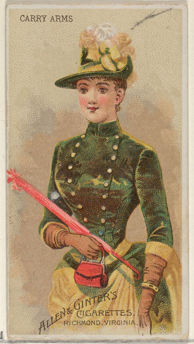 Carry Arms, from the Parasol Drills series (N18) for Allen & Ginter Cigarettes Brands, Allen &amp; Ginter (American, Richmond, Virginia), Commercial color lithograph 