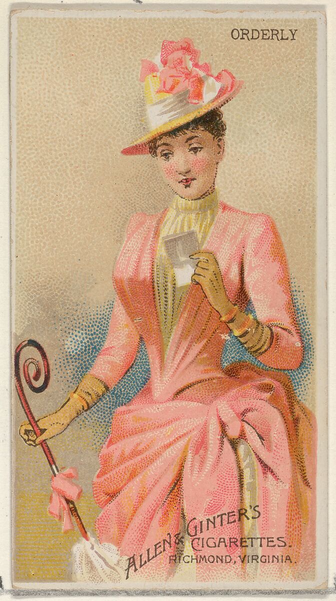 Orderly, from the Parasol Drills series (N18) for Allen & Ginter Cigarettes Brands, Allen &amp; Ginter (American, Richmond, Virginia), Commercial color lithograph 