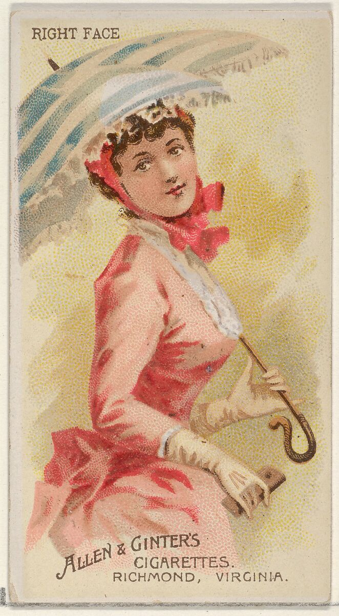 Right Face, from the Parasol Drills series (N18) for Allen & Ginter Cigarettes Brands, Allen &amp; Ginter (American, Richmond, Virginia), Commercial color lithograph 