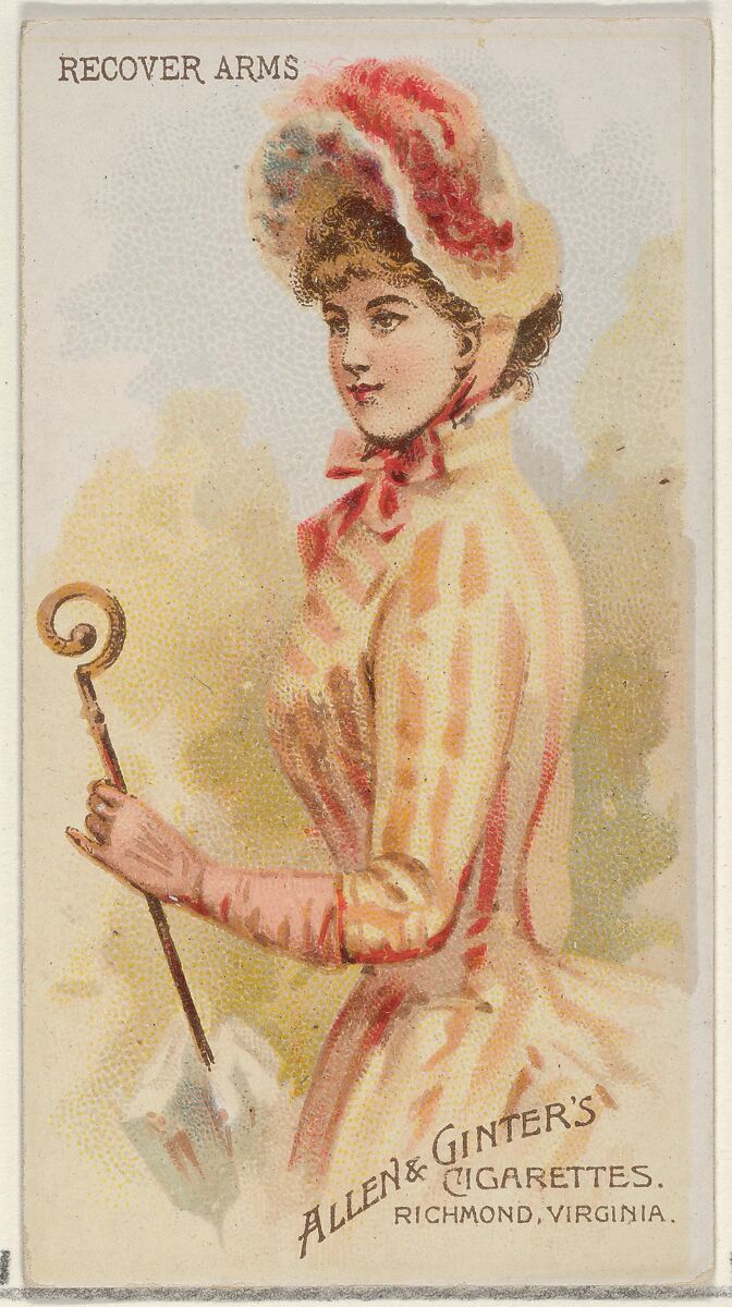 Recover Arms, from the Parasol Drills series (N18) for Allen & Ginter Cigarettes Brands, Allen &amp; Ginter (American, Richmond, Virginia), Commercial color lithograph 