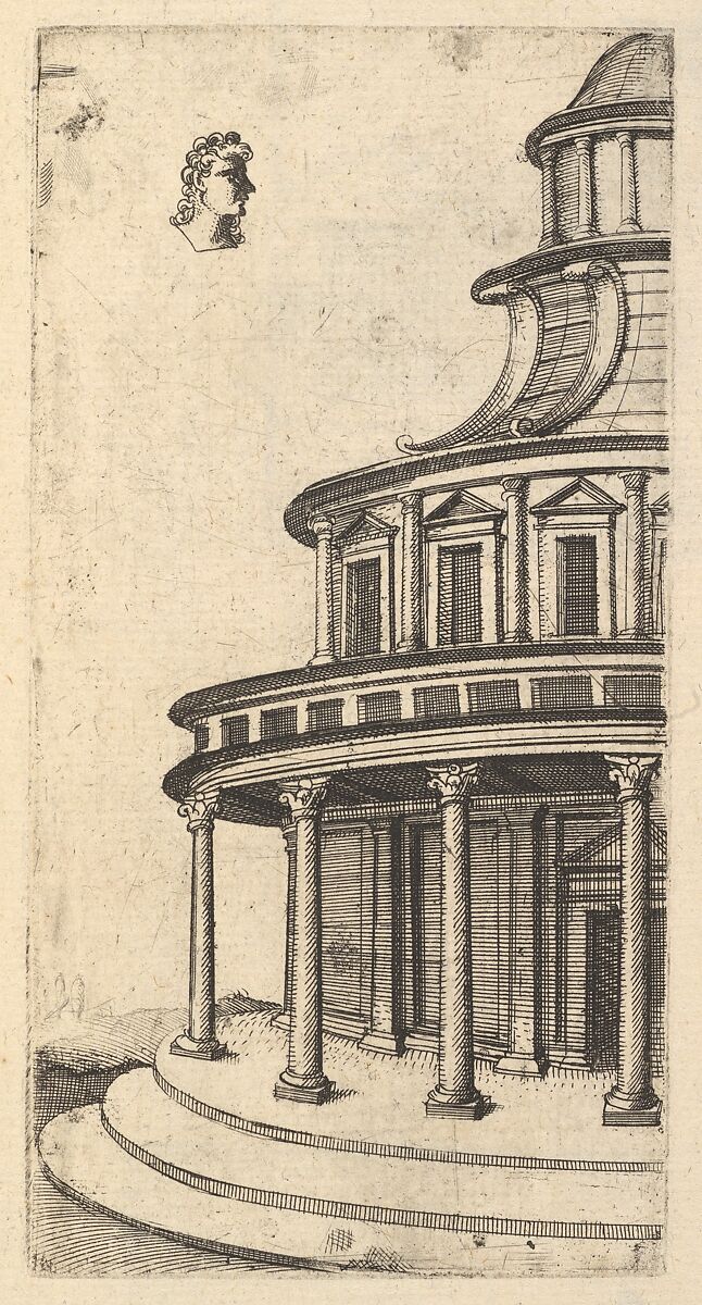 Partial view of a Building [Templum Iovis Ultoris) from the series 'Ruinarum variarum fabricarum delineationes pictoribus caeterisque id genus artificibus multum utiles', Lambert Suavius (Netherlandish, ca. 1510–by 1576), Etching 