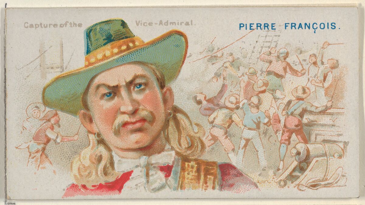 Pierre François, Capture of the Vice-Admiral, from the Pirates of the Spanish Main series (N19) for Allen & Ginter Cigarettes, Allen &amp; Ginter (American, Richmond, Virginia), Commercial color lithograph 
