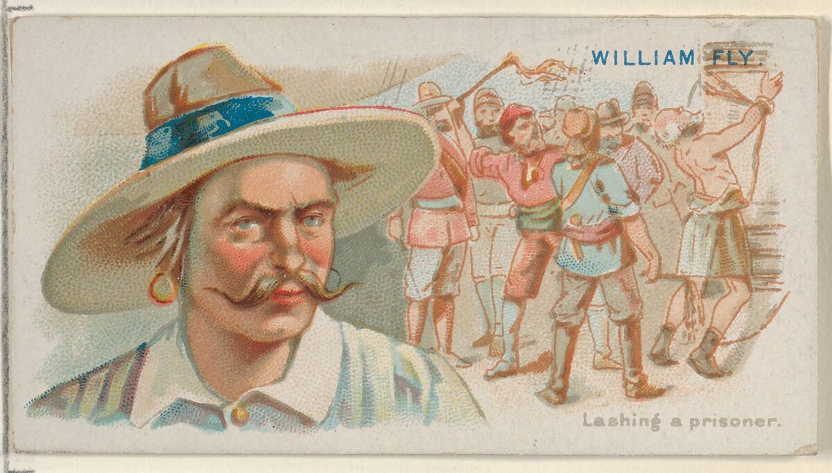William Fly, Lashing a Prisoner, from the Pirates of the Spanish Main series (N19) for Allen & Ginter Cigarettes, Allen &amp; Ginter (American, Richmond, Virginia), Commercial color lithograph 