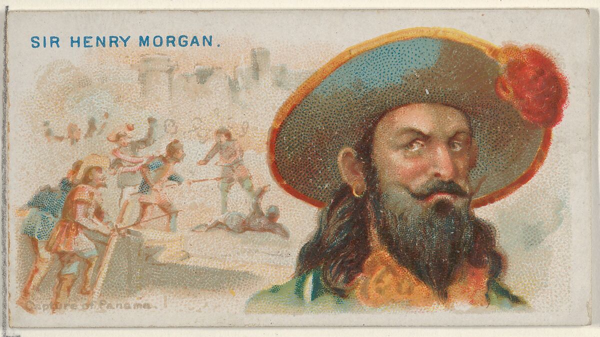 Sir Henry Morgan, Capture of Panama, from the Pirates of the Spanish Main series (N19) for Allen & Ginter Cigarettes, Allen &amp; Ginter (American, Richmond, Virginia), Commercial color lithograph 