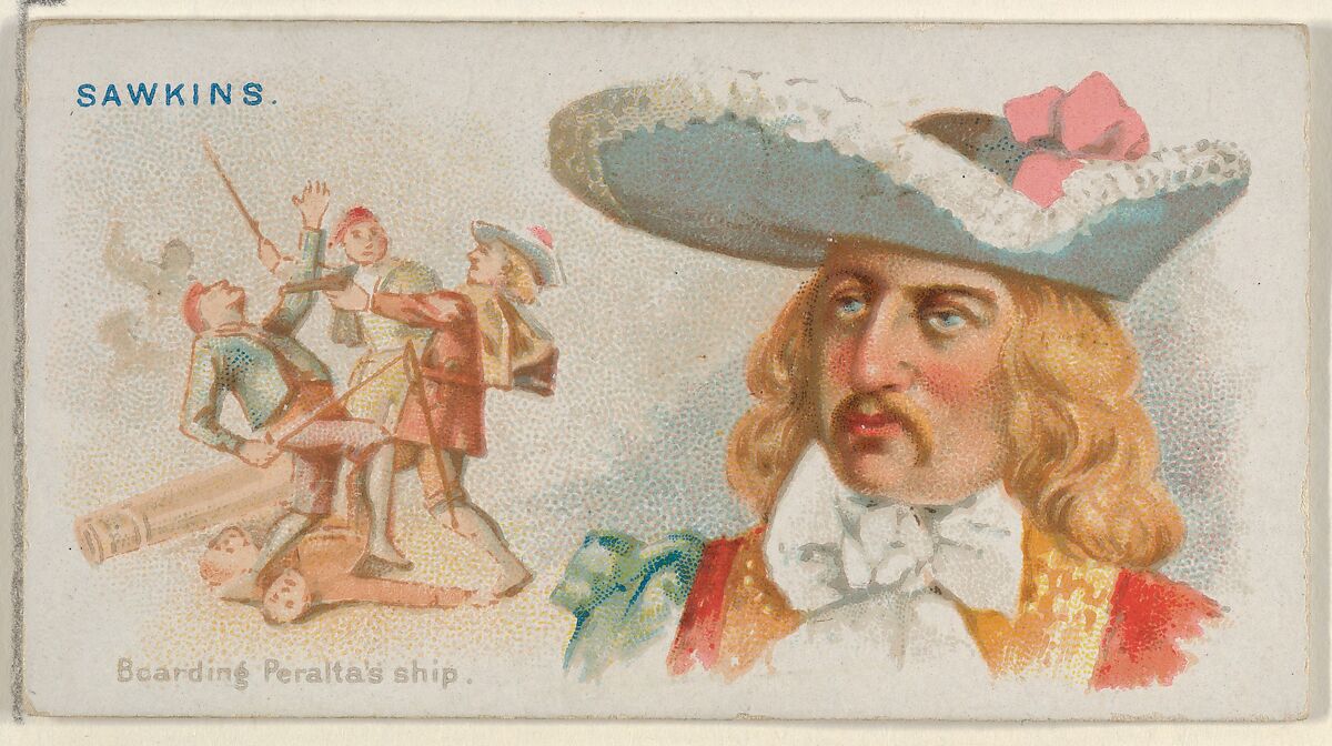 Sawkins, Boarding Peralta's Ship, from the Pirates of the Spanish Main series (N19) for Allen & Ginter Cigarettes, Allen &amp; Ginter (American, Richmond, Virginia), Commercial color lithograph 