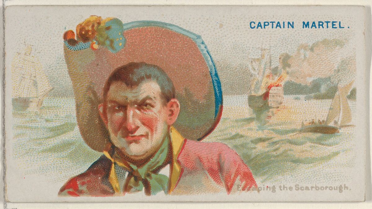 Captain Martel, Escaping the Scarborough, from the Pirates of the Spanish Main series (N19) for Allen & Ginter Cigarettes, Allen &amp; Ginter (American, Richmond, Virginia), Commercial color lithograph 