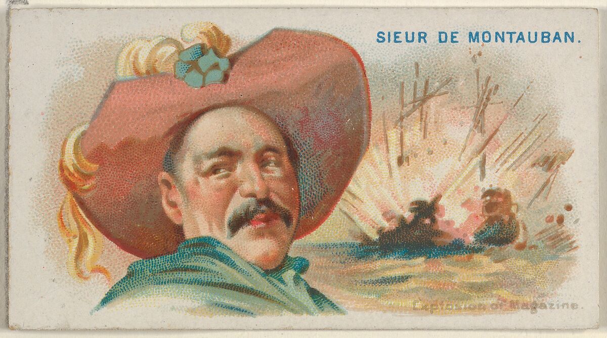 Sieur de Montauban, Explosion of Magazine, from the Pirates of the Spanish Main series (N19) for Allen & Ginter Cigarettes, Allen &amp; Ginter (American, Richmond, Virginia), Commercial color lithograph 