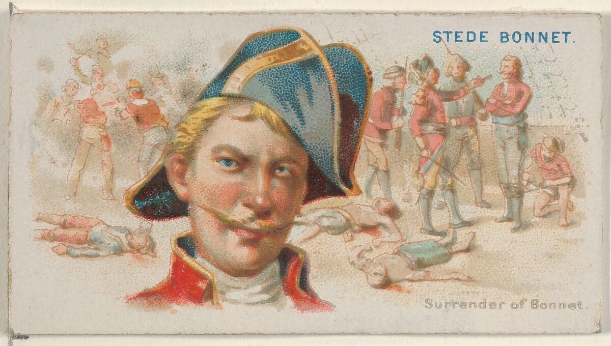 Stede Bonnet, Surrender of Bonnet, from the Pirates of the Spanish Main series (N19) for Allen & Ginter Cigarettes, Allen &amp; Ginter (American, Richmond, Virginia), Commercial color lithograph 