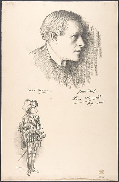 Portrait Head of the actor Sir George Alexander, also shown full-length in costume, Portrait after Charles A. Buchel (British (born Germany), Mainz 1872–1950), Lithograph 