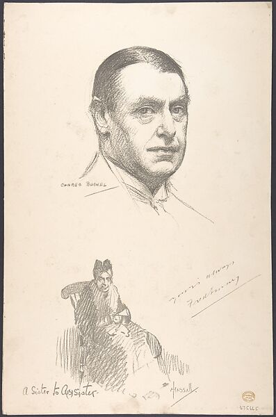 Portrait Head of the actor Fred Terry, also shown full-length in costume, Portrait after Charles A. Buchel (British (born Germany), Mainz 1872–1950), Black and white, pen and ink and brush (recto); lithograph (verso) 
