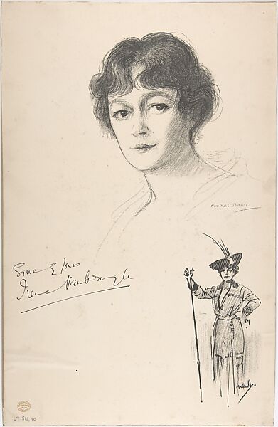 Portrait Head of the actress Dame Irene Vanbrugh, also shown full-length in costume, Portrait after Charles A. Buchel (British (born Germany), Mainz 1872–1950), Lithograph 