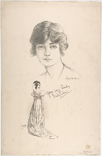 Portrait Head of the actress Lily Elsie, also shown full-length in costume