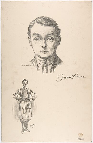 Portrait Head of the actor Joseph Coyne, also shown full-length in costume, Portrait after Howard van Dusen (British, active early 20th century), Lithograph 