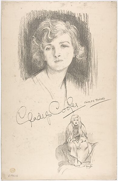 Portrait Head of the actress Dame Gladys Cooper, also shown full-length in costume, Portrait after Charles A. Buchel (British (born Germany), Mainz 1872–1950), Lithograph 