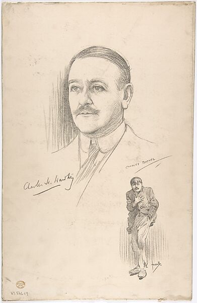Portrait Head of the actor Sir Charles Henry Hawtrey, also shown full-length in costume, Portrait after Charles A. Buchel (British (born Germany), Mainz 1872–1950), Lithograph 