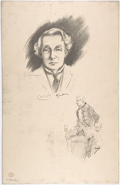 Portrait Head of the actor Sir Charles Wyndham, also shown full-length in costume, Portrait after Charles A. Buchel (British (born Germany), Mainz 1872–1950), Lithograph 