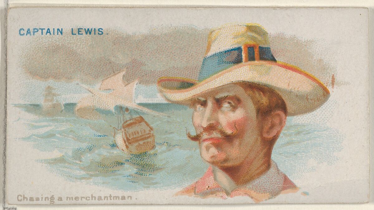 Captain Lewis, Chasing a Merchantman, from the Pirates of the Spanish Main series (N19) for Allen & Ginter Cigarettes, Allen &amp; Ginter (American, Richmond, Virginia), Commercial color lithograph 
