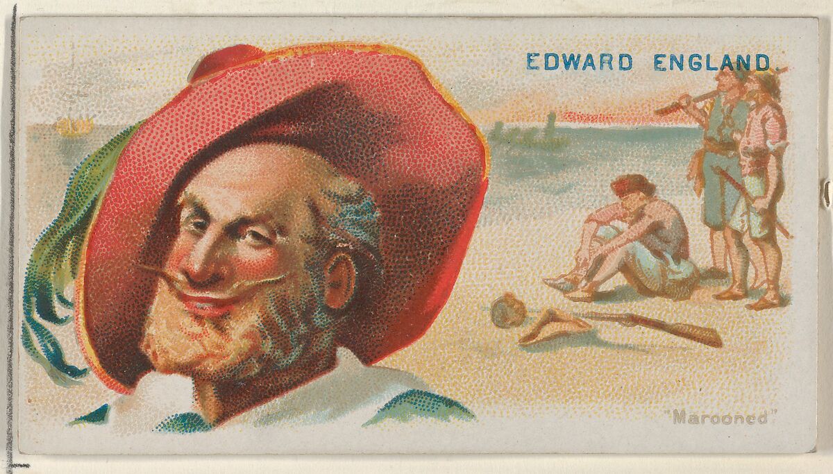 Edward England, Marooned, from the Pirates of the Spanish Main series (N19) for Allen & Ginter Cigarettes, Allen &amp; Ginter (American, Richmond, Virginia), Commercial color lithograph 