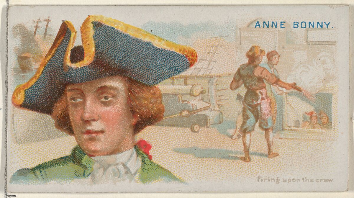 Anne Bonny, Firing Upon the Crew, from the Pirates of the Spanish Main series (N19) for Allen & Ginter Cigarettes, Allen &amp; Ginter (American, Richmond, Virginia), Commercial color lithograph 