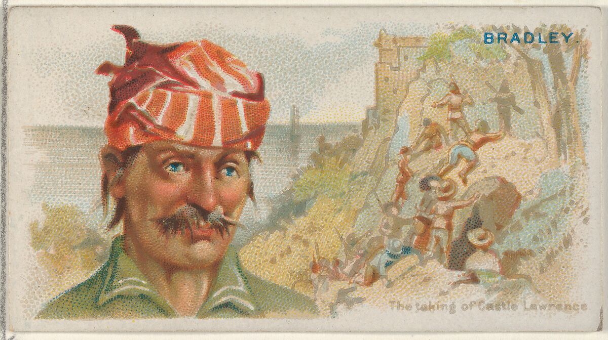 Bradley, The Taking of Castle Lawrence, from the Pirates of the Spanish Main series (N19) for Allen & Ginter Cigarettes, Allen &amp; Ginter (American, Richmond, Virginia), Commercial color lithograph 