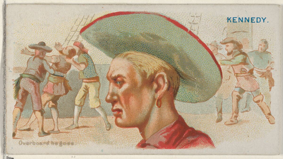 Walter Kennedy, Overboard He Goes, from the Pirates of the Spanish Main series (N19) for Allen & Ginter Cigarettes, Allen &amp; Ginter (American, Richmond, Virginia), Commercial color lithograph 