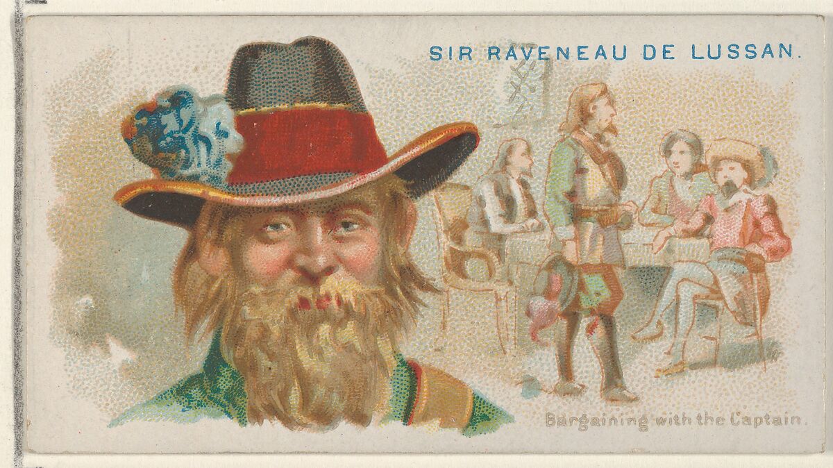 Sir Raveneau de Lussan, Bargaining with the Captain, from the Pirates of the Spanish Main series (N19) for Allen & Ginter Cigarettes, Allen &amp; Ginter (American, Richmond, Virginia), Commercial color lithograph 