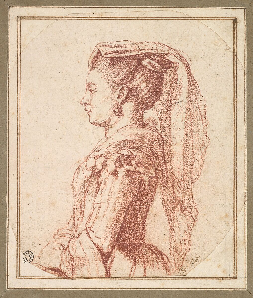 A Young Woman of Frascati, Jacques Louis David  French, Red chalk; framing lines in pen and brown ink, irregularly cut