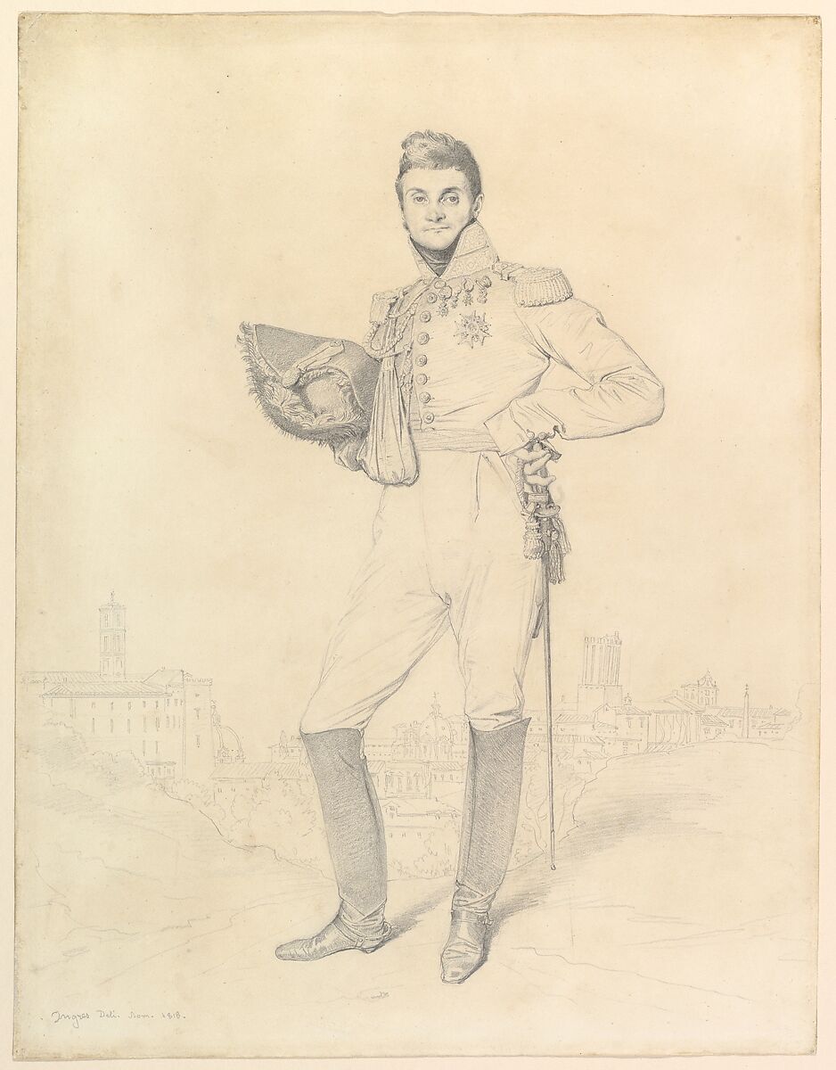 General Louis-Étienne Dulong de Rosnay, Jean Auguste Dominique Ingres (French, Montauban 1780–1867 Paris), Graphite (hard and soft pencils) on wove paper with slightly browned edges 