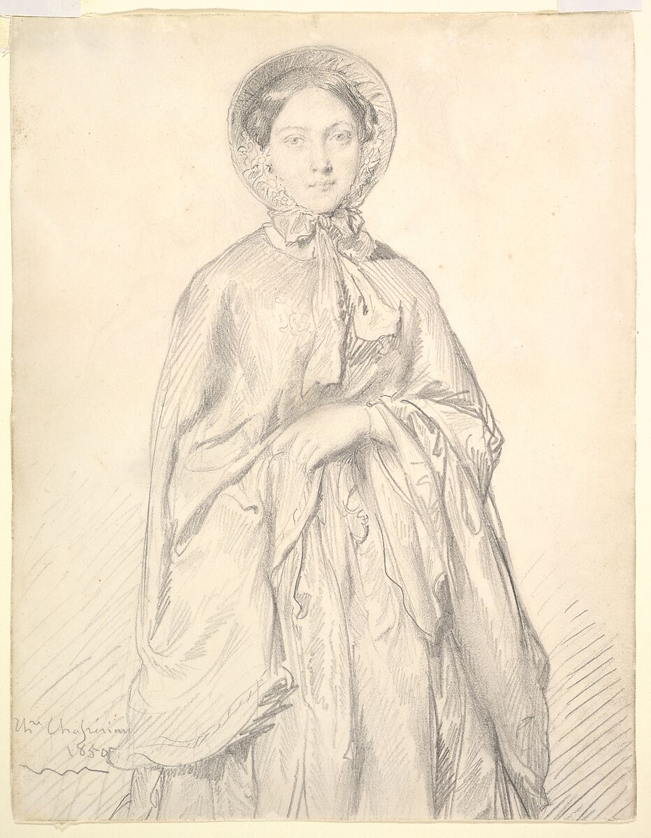 Portrait of a Young Woman Wearing a Cloak and Bonnet, Théodore Chassériau (French, Le Limon, Saint-Domingue, West Indies 1819–1856 Paris), Graphite on wove paper 
