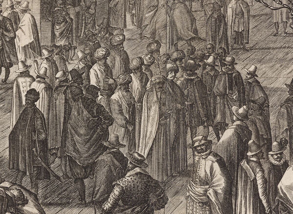 Interior View of Vladislav Hall at Prague Castle during the Annual Fair, Aegidius Sadeler II (Netherlandish, Antwerp 1568–1629 Prague), Engraving