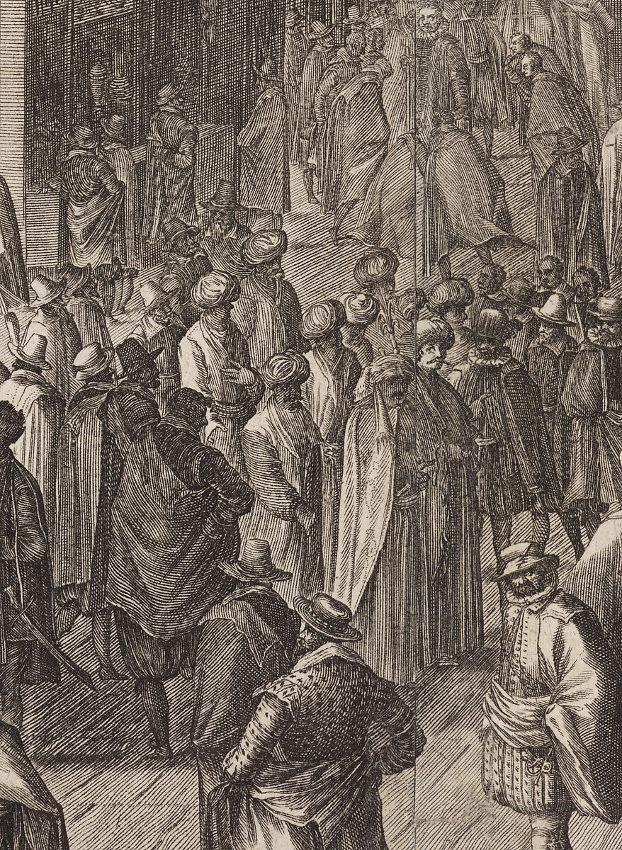 Interior View of Vladislav Hall at Prague Castle during the Annual Fair, Aegidius Sadeler II (Netherlandish, Antwerp 1568–1629 Prague), Engraving