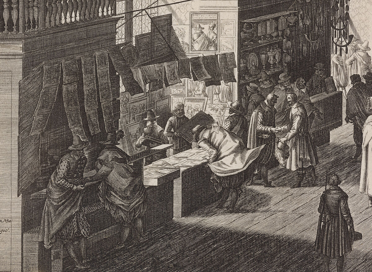 Interior View of Vladislav Hall at Prague Castle during the Annual Fair, Aegidius Sadeler II (Netherlandish, Antwerp 1568–1629 Prague), Engraving