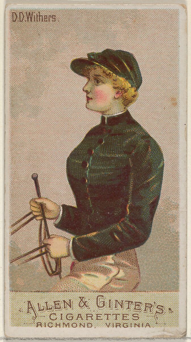 D.D. Withers, from the Racing Colors of the World series (N22a) for Allen & Ginter Cigarettes, Allen &amp; Ginter (American, Richmond, Virginia), Commercial color lithograph 