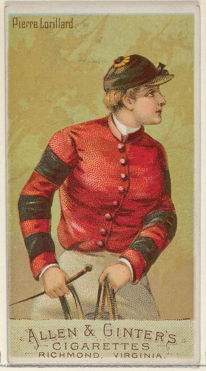 Pierre Lorillard, from the Racing Colors of the World series (N22a) for Allen & Ginter Cigarettes, Allen &amp; Ginter (American, Richmond, Virginia), Commercial color lithograph 