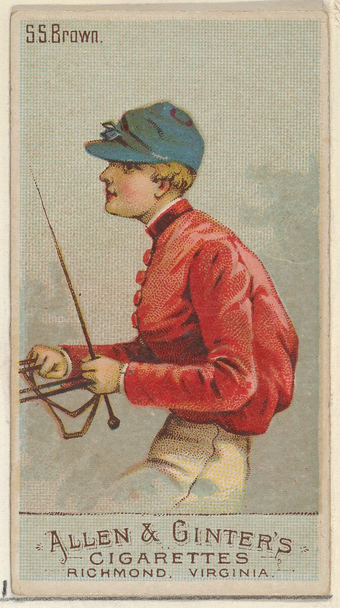 S.S. Brown, from the Racing Colors of the World series (N22a) for Allen & Ginter Cigarettes, Allen &amp; Ginter (American, Richmond, Virginia), Commercial color lithograph 