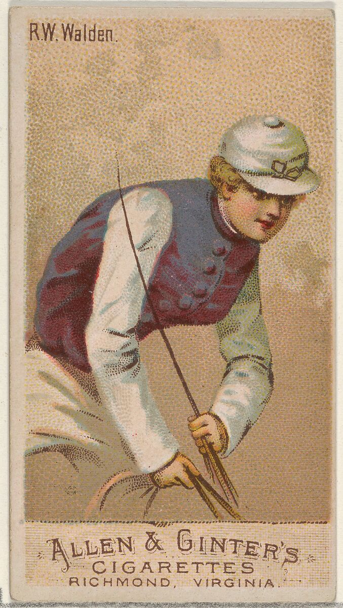 R.W. Walden, from the Racing Colors of the World series (N22a) for Allen & Ginter Cigarettes, Allen &amp; Ginter (American, Richmond, Virginia), Commercial color lithograph 
