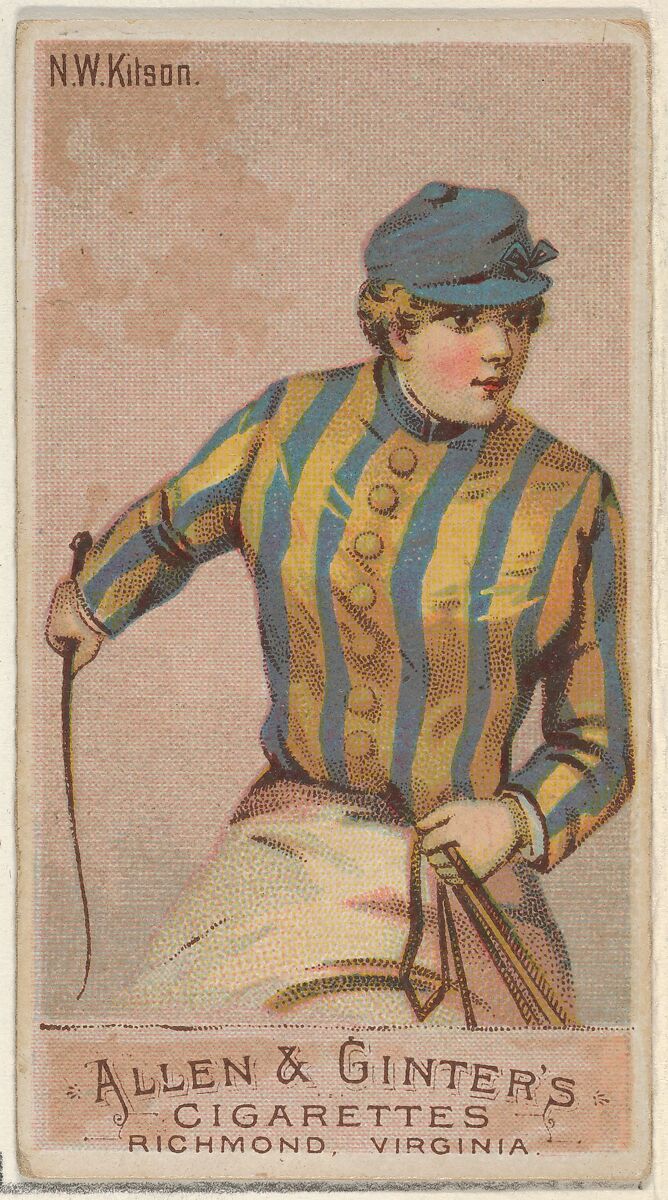 N.W. Kitson, from the Racing Colors of the World series (N22a) for Allen & Ginter Cigarettes, Allen &amp; Ginter (American, Richmond, Virginia), Commercial color lithograph 