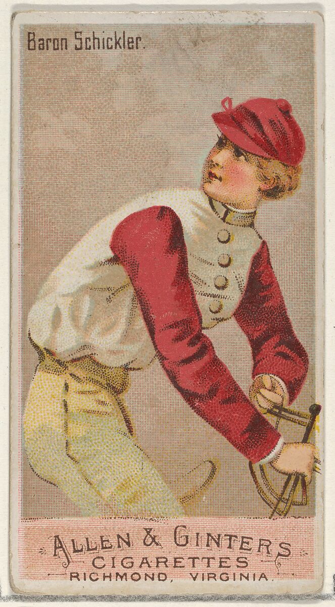 Baron Schickler, from the Racing Colors of the World series (N22a) for Allen & Ginter Cigarettes, Allen &amp; Ginter (American, Richmond, Virginia), Commercial color lithograph 