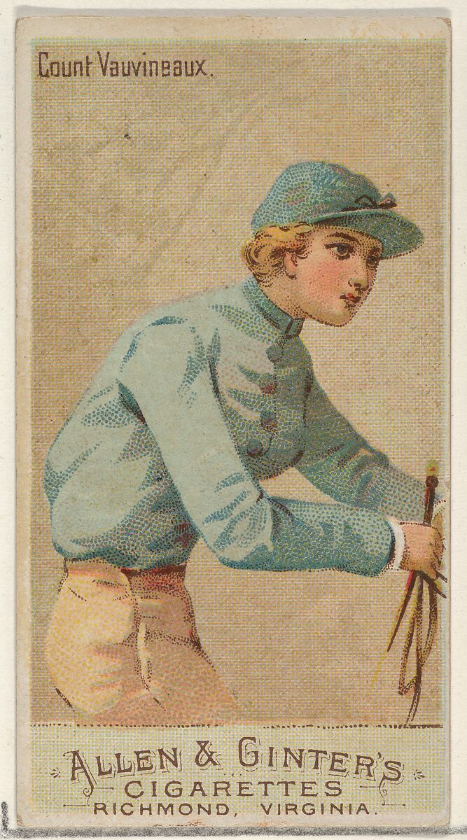 Count Vauvineaux, from the Racing Colors of the World series (N22a) for Allen & Ginter Cigarettes, Allen &amp; Ginter (American, Richmond, Virginia), Commercial color lithograph 