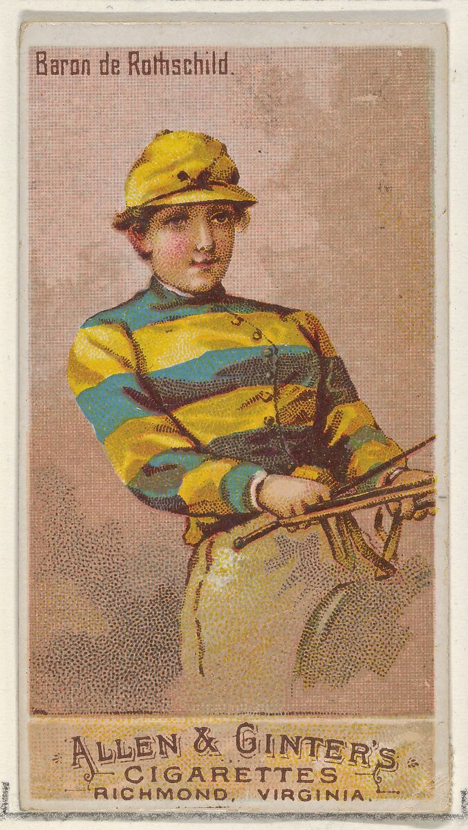 Baron de Rothschild, from the Racing Colors of the World series (N22a) for Allen & Ginter Cigarettes, Allen &amp; Ginter (American, Richmond, Virginia), Commercial color lithograph 